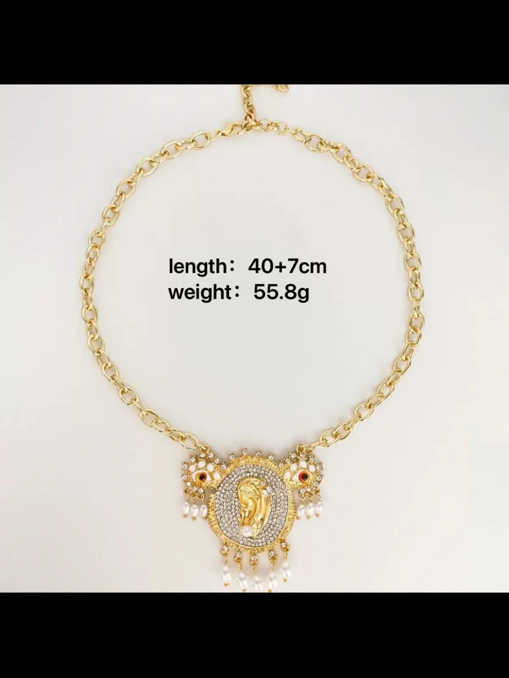 Gold-Tone Statement Pendant Necklace with Pearl Drops